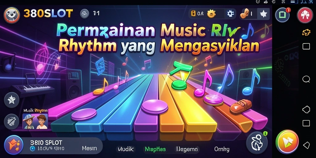 Antarmuka dinamis dari game 380SLOT dengan elemen Musik Rhythm.