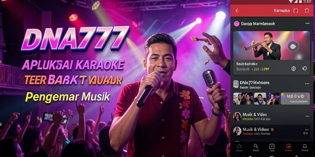 Tampilan antarmuka aplikasi karaoke DNA777 yang menarik dan mudah digunakan.