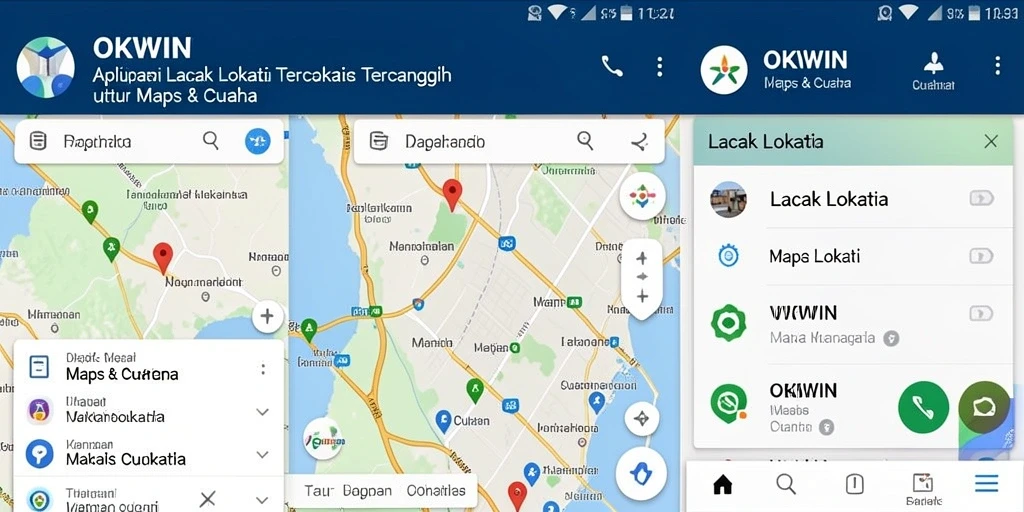 Antarmuka OKWIN menunjukkan lokasi dan rute dengan jelas.