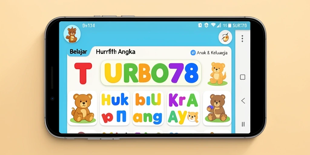Tampilan antarmuka TURBO78 yang interaktif dan menarik untuk belajar huruf dan angka.